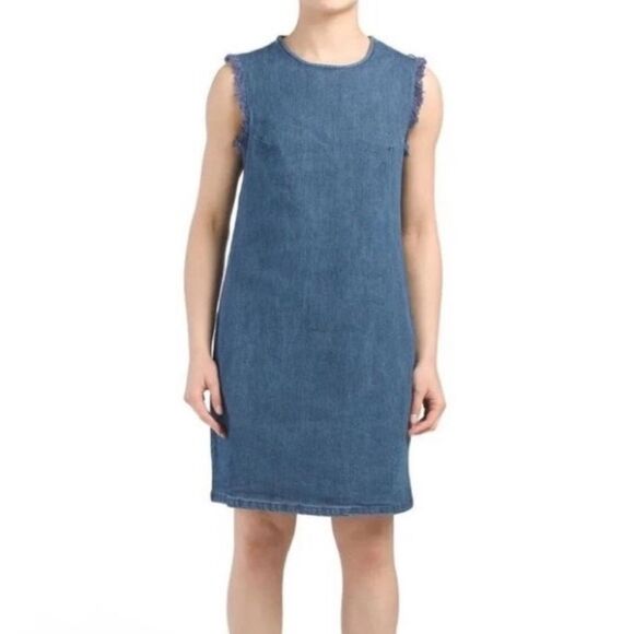 NWT Hope & Harlow Denim Medium Wash Midi Dress Womens Size 4 - Picture 1 of 7